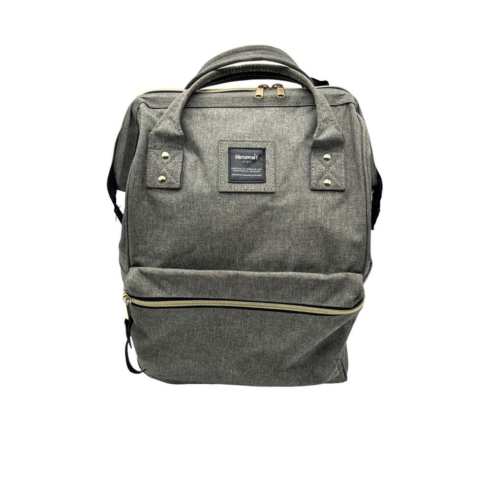 Himawari School Functional Travel Backpack Laptop Diaper Work Bag Gray & Black